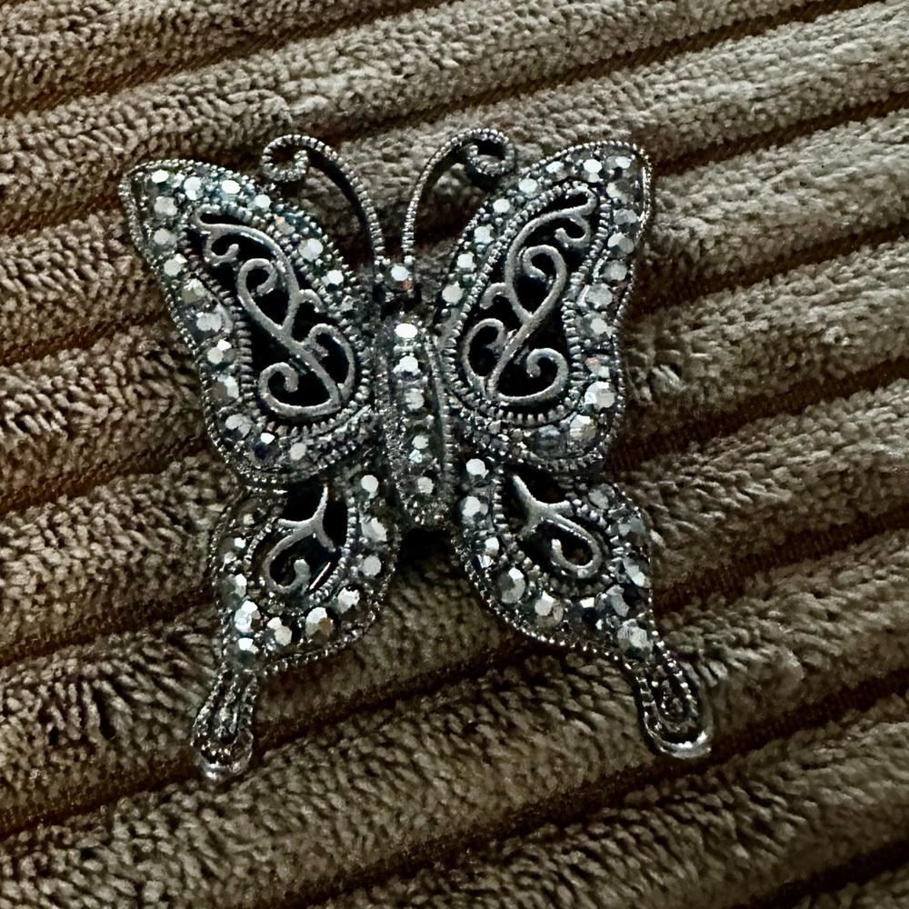 Elegant Silver Butterfly Brooch
